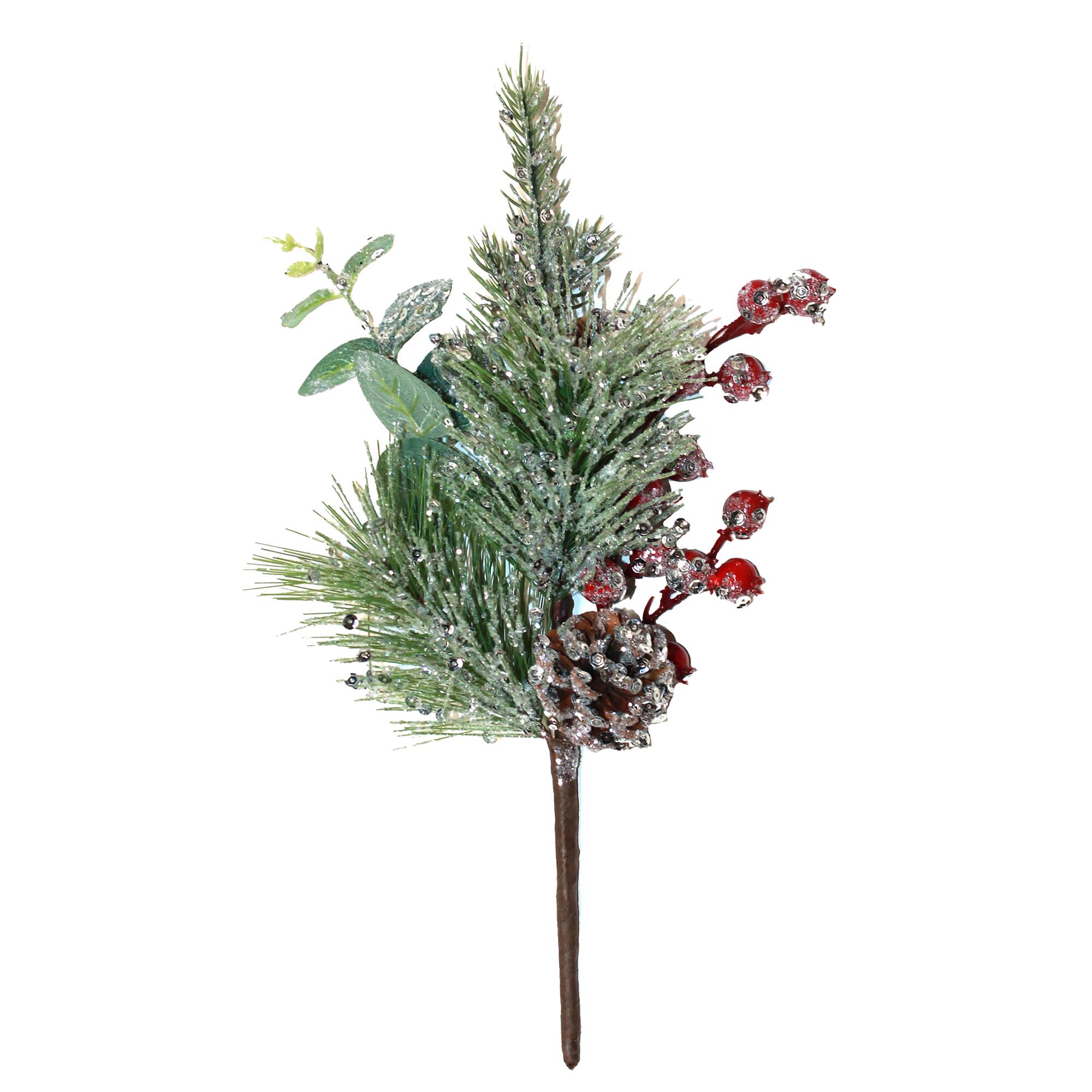 14" Christmas Icy Cone Berry Pine Pick, 3ct.